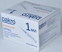 1 мл трехкомпонентный шприц Pakro инсулиновый U100 , с иглой 0,3х13, 100 шт купить в Красноярске
